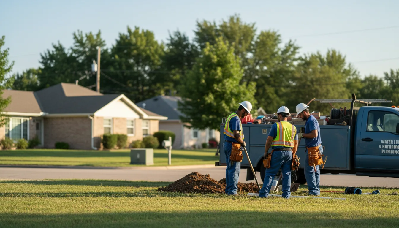 Residential water line and bathroom plumbing service in Devers, TX